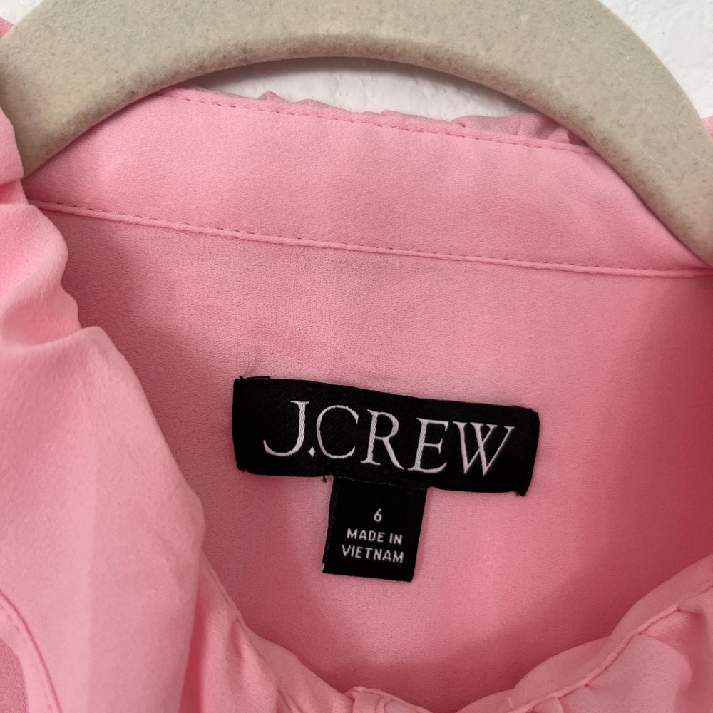 J. Crew Soft Pink Ruffle Button-Up Blouse - Picture 3 of 4